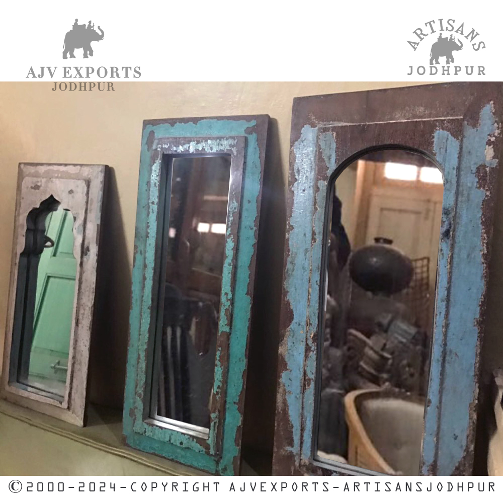 Antique wooden mirrors with distressed frames