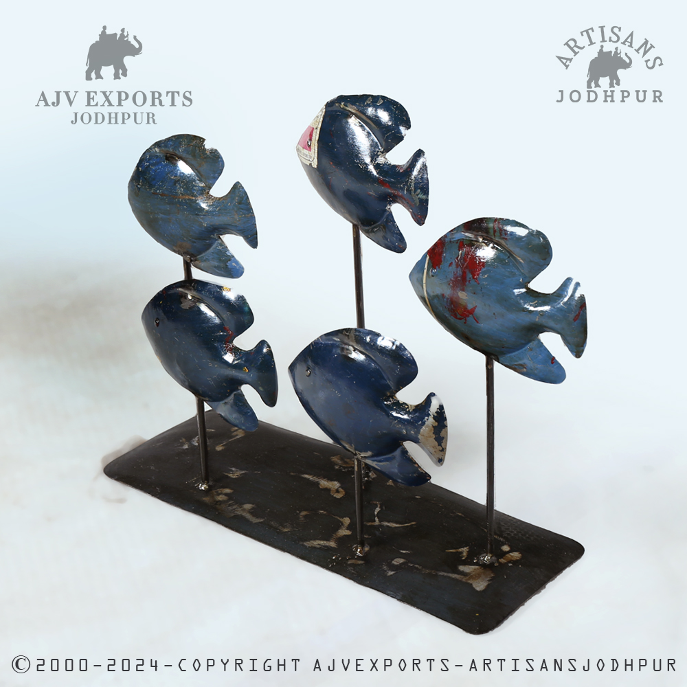 Metal Fish Group Sculpture