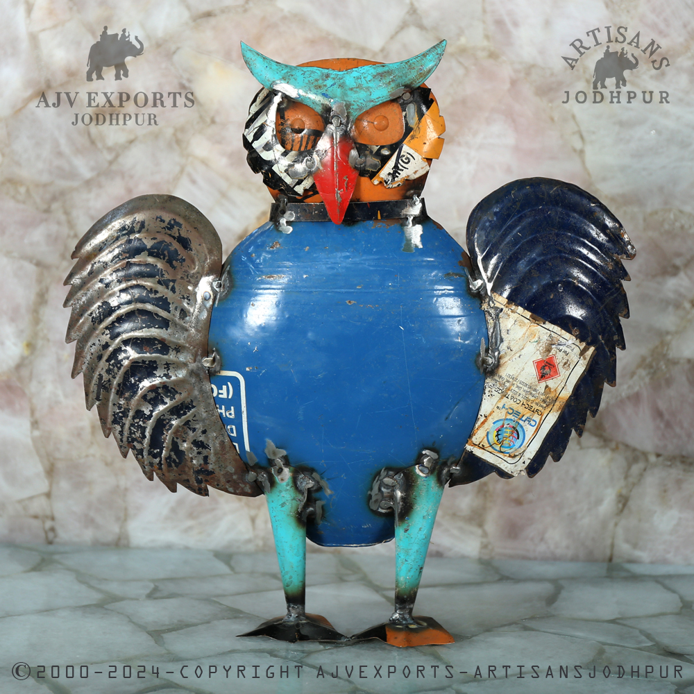 Recycled Metal Owl Sculpture