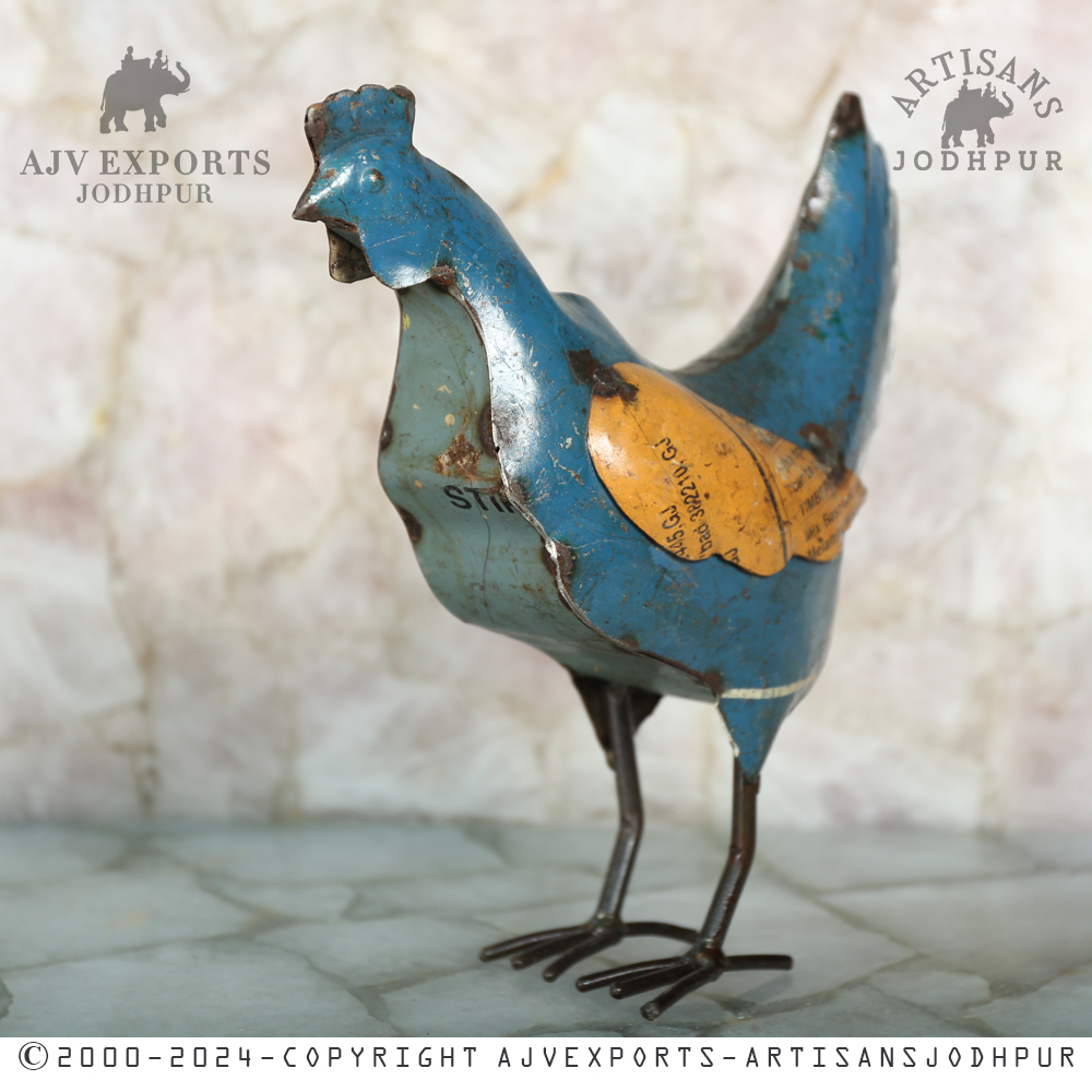 Recycled Metal Chicken Sculpture