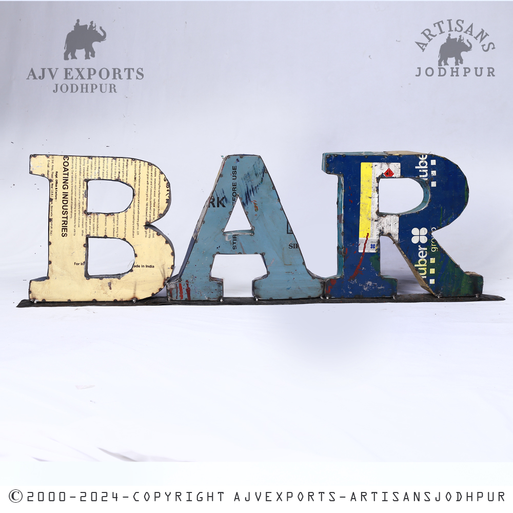 Recycled Metal BAR Sign