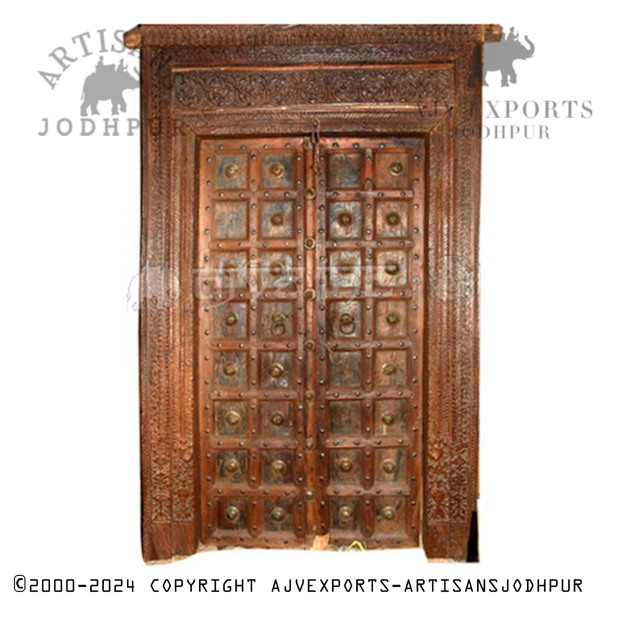 Wooden door with robust design and natural finish