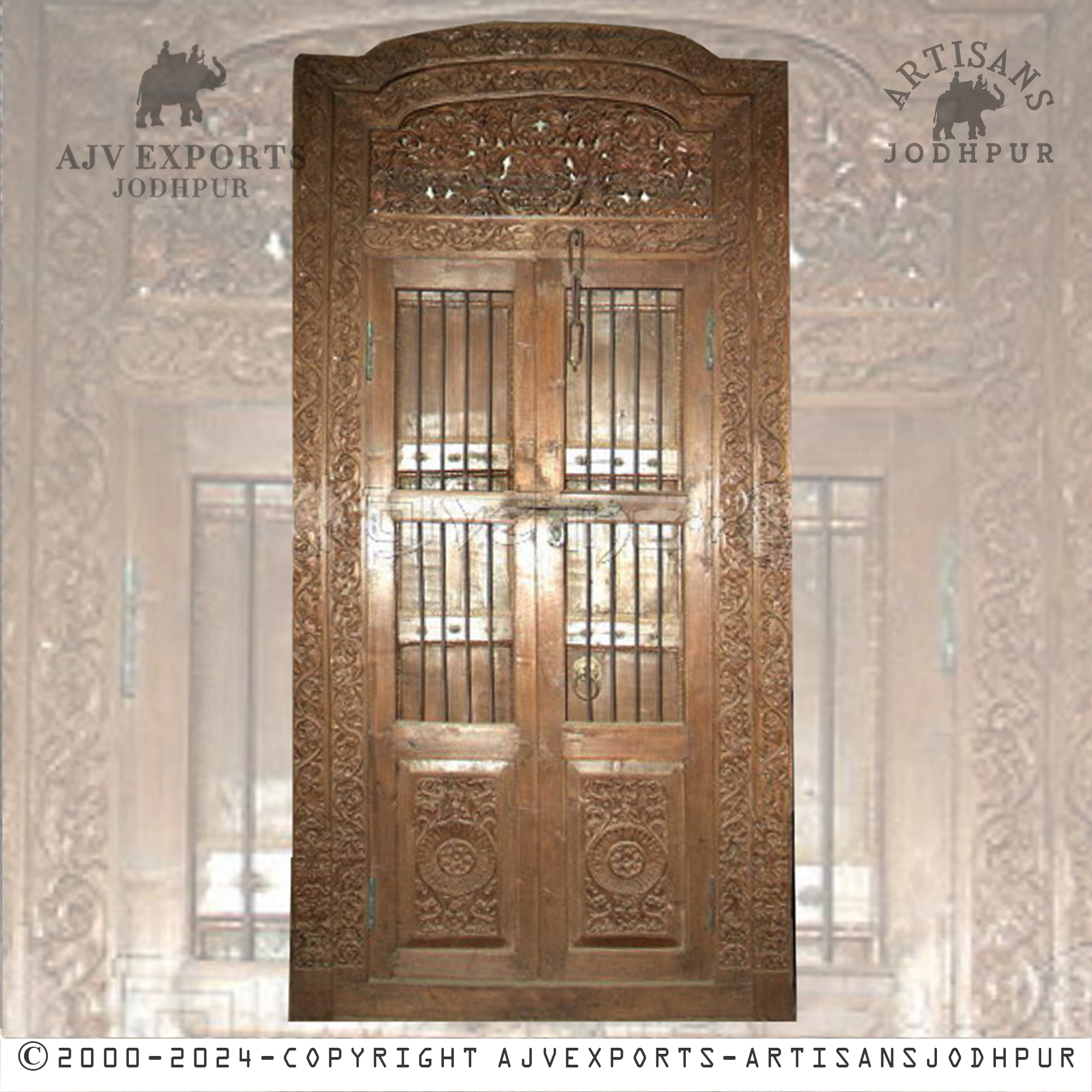 Elegant Carved Wooden Door